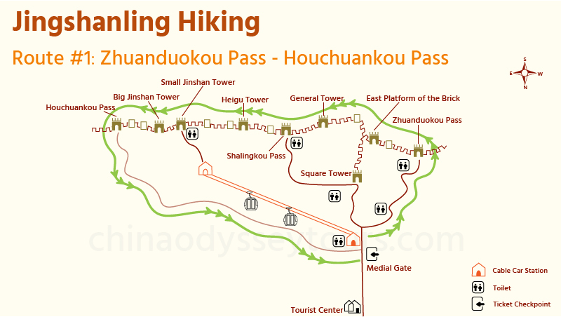 Map of Jinshanling Hiking Route #1